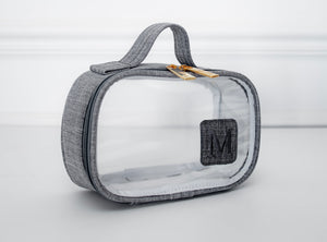 Necessaire Cristal PP linho cinza