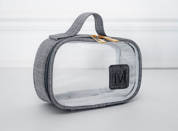 Necessaire Cristal PP linho cinza