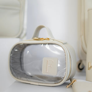 Kit Bolsas Maternidade Ella Off white - Mala de rodinhas, Bolsa Madison Mini, Mochila 2 em 1 , Necessaire Cristal PP e kit porta documentos.
