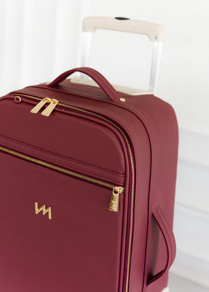 Maleta de maternidad con ruedas Ella Burdeos