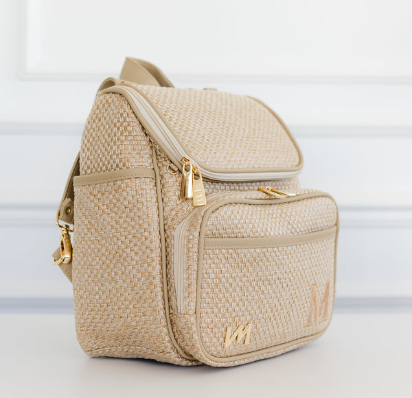 Mochila Maternal 2 en 1 Trenzada Paja