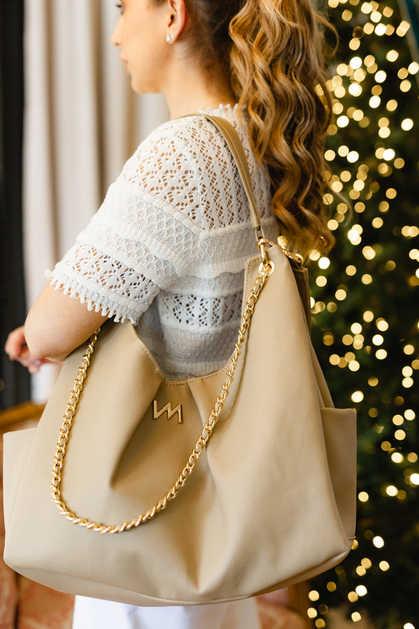 Kit Bolsos Maternidad Ella Beige - Maleta de ruedas, Bolso Madeleine, Mochila 2 en 1 y cambiador portátil.