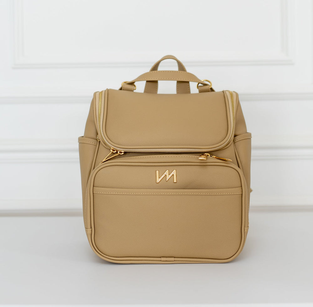 Kit Bolsos Maternidad Ella Beige - Maleta de ruedas, Bolso Madeleine, Mochila 2 en 1 y cambiador portátil.
