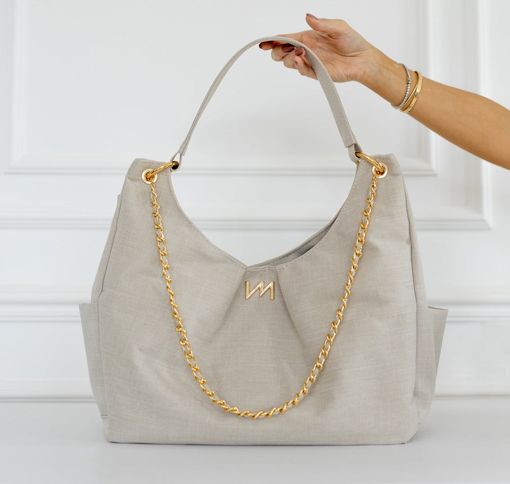 Bolso Maternal Madeleine Lino Beige - Entrega Inmediata