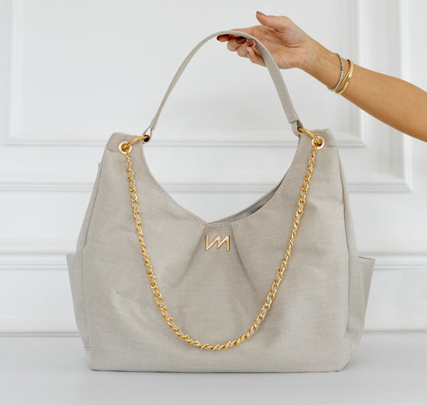 Bolso Maternal Madeleine Lino Beige
