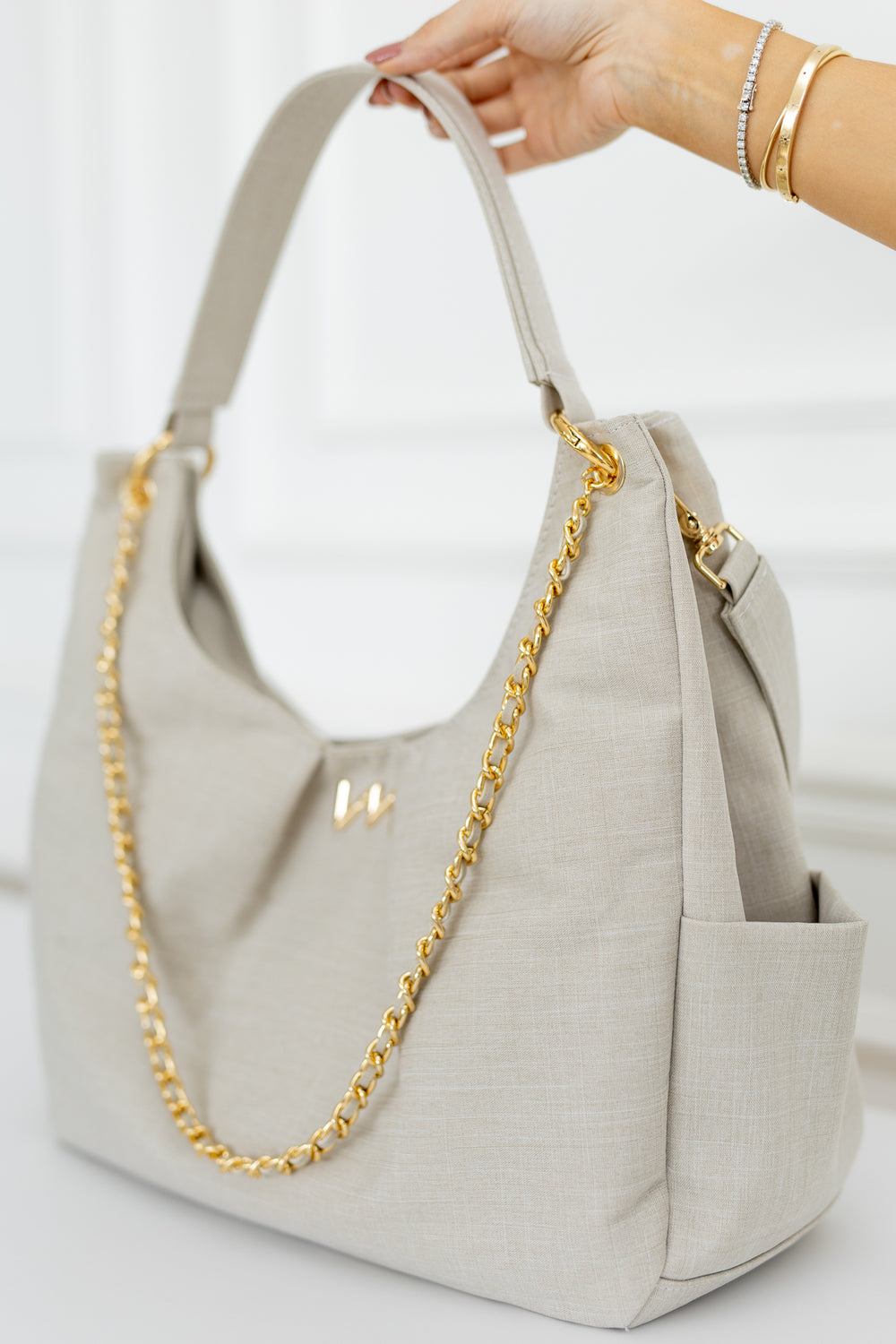 Bolso Maternal Madeleine Lino Beige - Entrega Inmediata