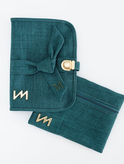 Kit Porta Documentos Nós Lino verde