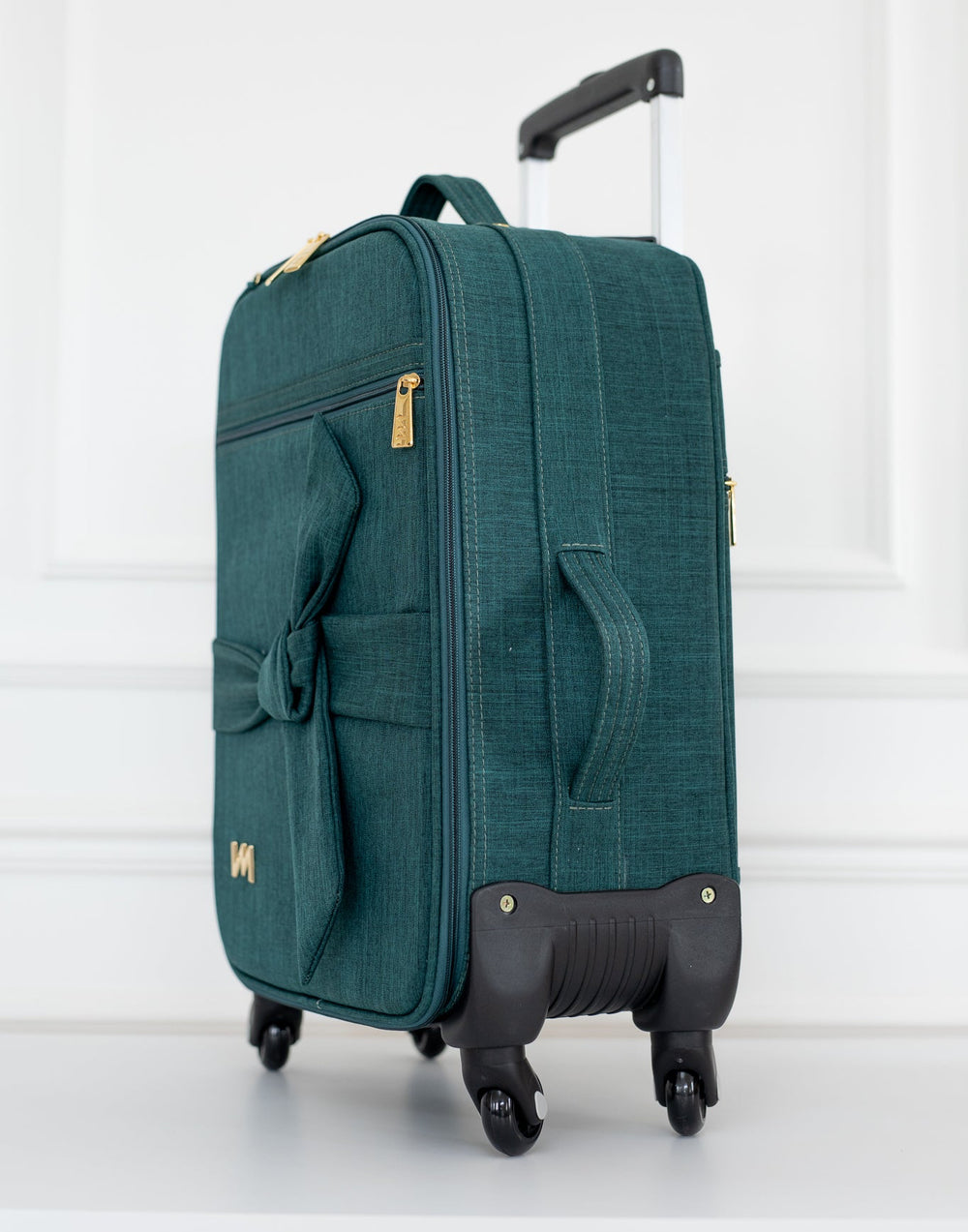 Maleta de maternidad con ruedas de lino verde