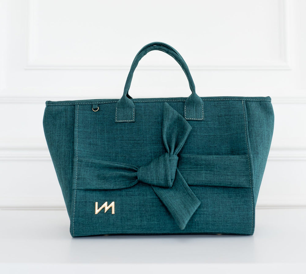 Bolso Maternal Cloé Nudos Lino verde - Entrega Inmediata