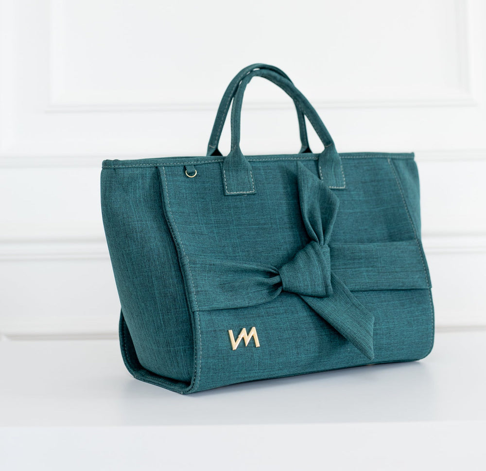 Bolso Maternal Cloé Nudos Lino verde - Entrega Inmediata