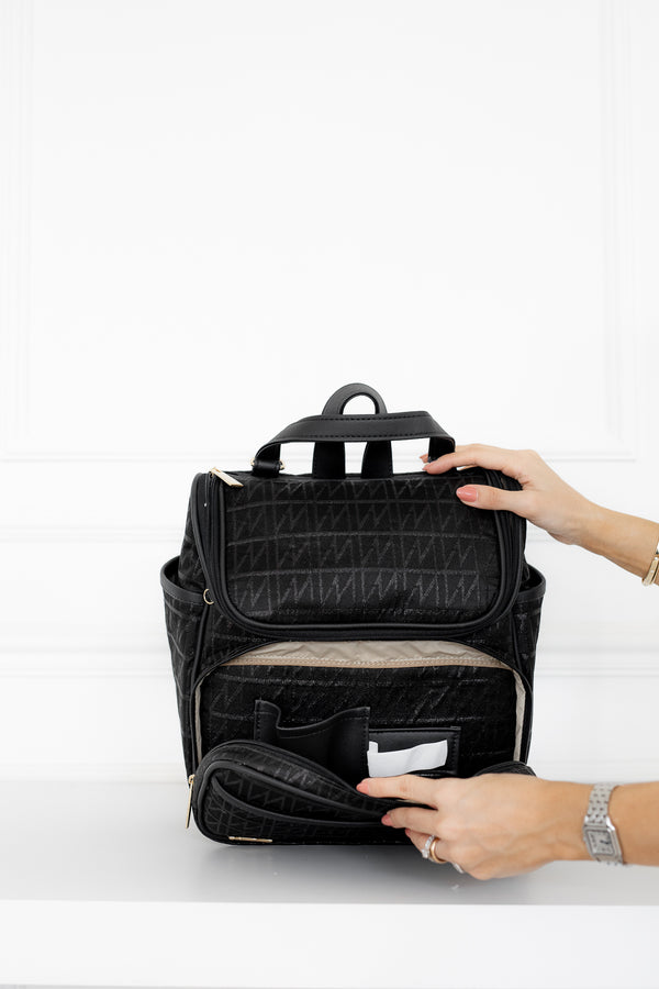 Kit Bolsas Maternidade Origem Preto - Mala de rodinhas, Bolsa Cleo, Mochila 2 em 1, Frasqueira térmica e Trocador portátil