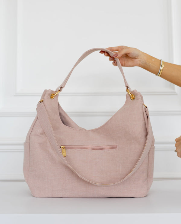 Bolso Maternal Madeleine lino Rosé