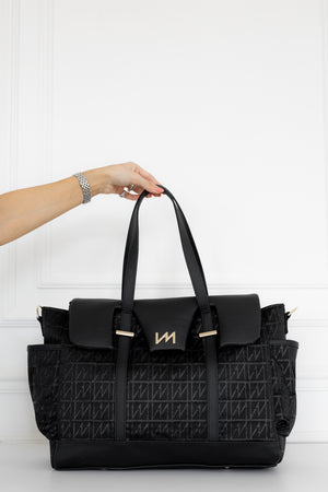 Kit Bolsas Maternidade Origem Preto - Mala de rodinhas, Bolsa Cleo, Mochila 2 em 1, Frasqueira térmica e Trocador portátil