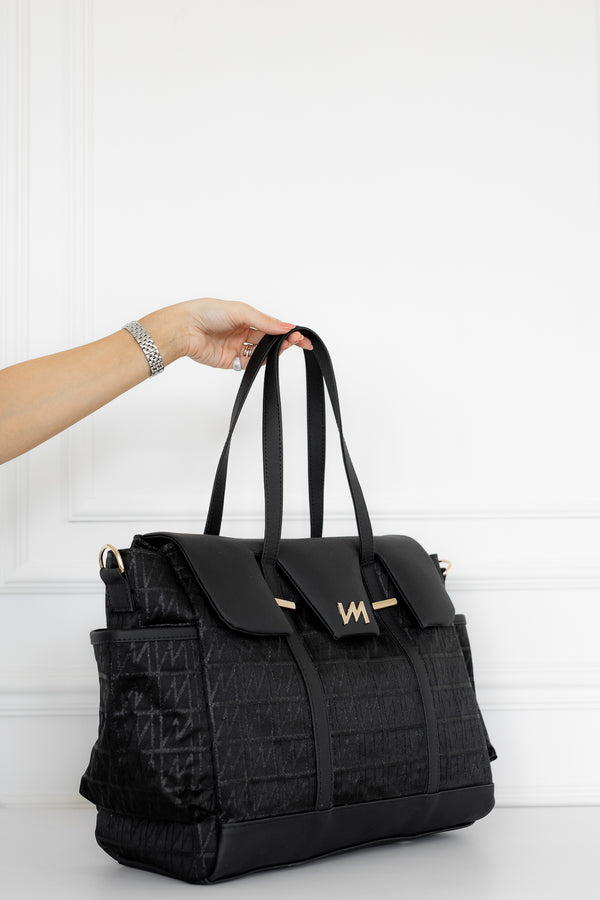 Kit Bolsas Maternidade Origem Preto - Mala de rodinhas, Bolsa Cleo, Mochila 2 em 1, Frasqueira térmica e Trocador portátil