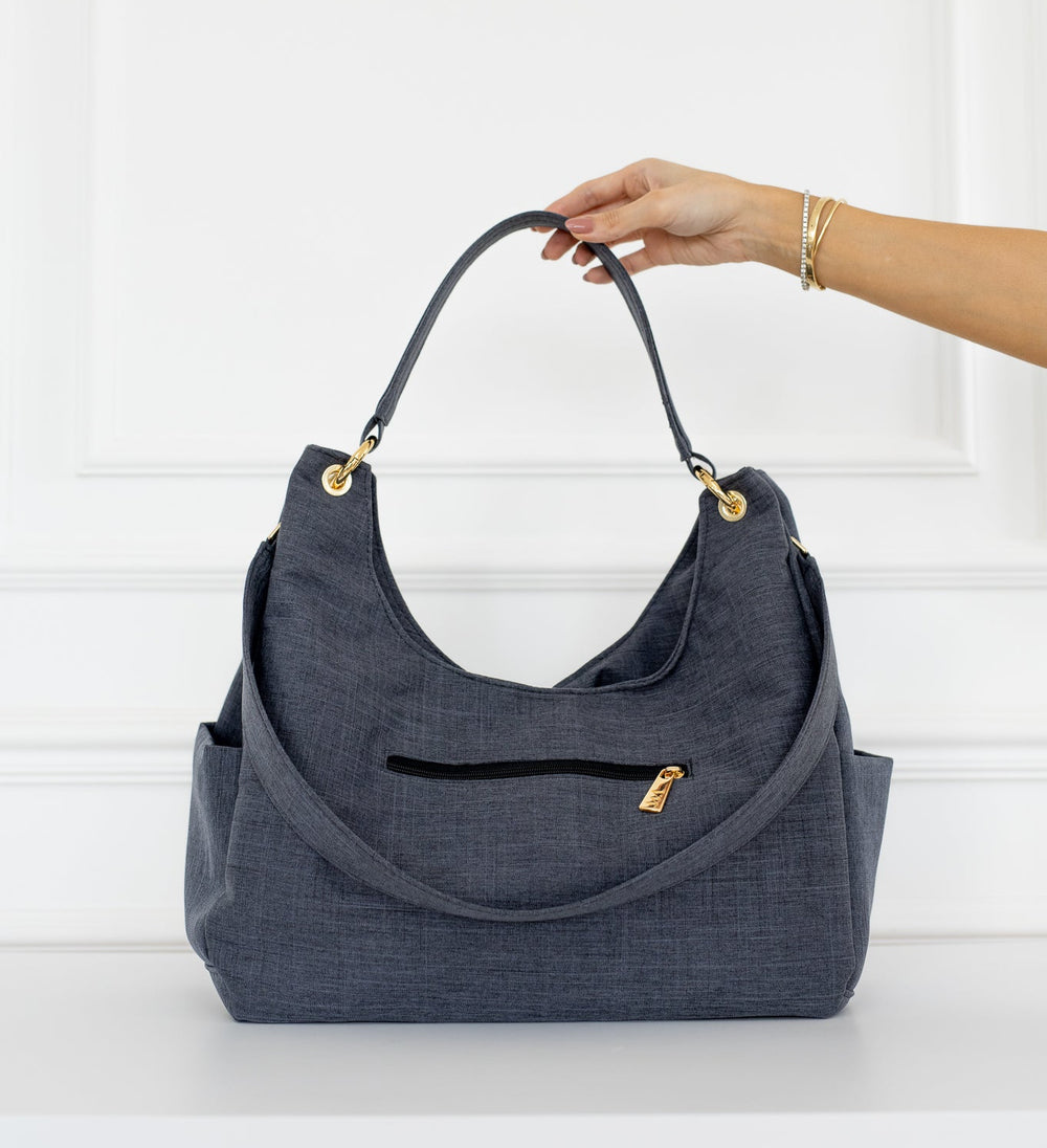 Bolso Maternal Madeleine Lino Negro - Entrega Inmediata