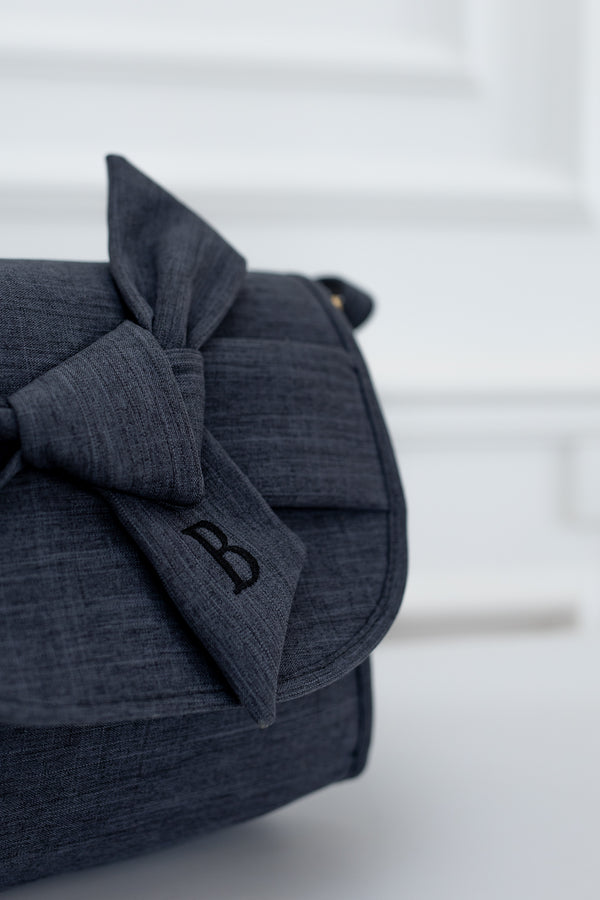 Bolso de maternidad Louise Mini Nós Lino Negro - Entrega Inmediata