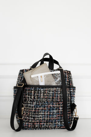 Mochila maternidade  2 em 1 Tweed preto