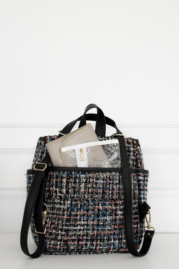 Mochila maternidade  2 em 1 Tweed preto