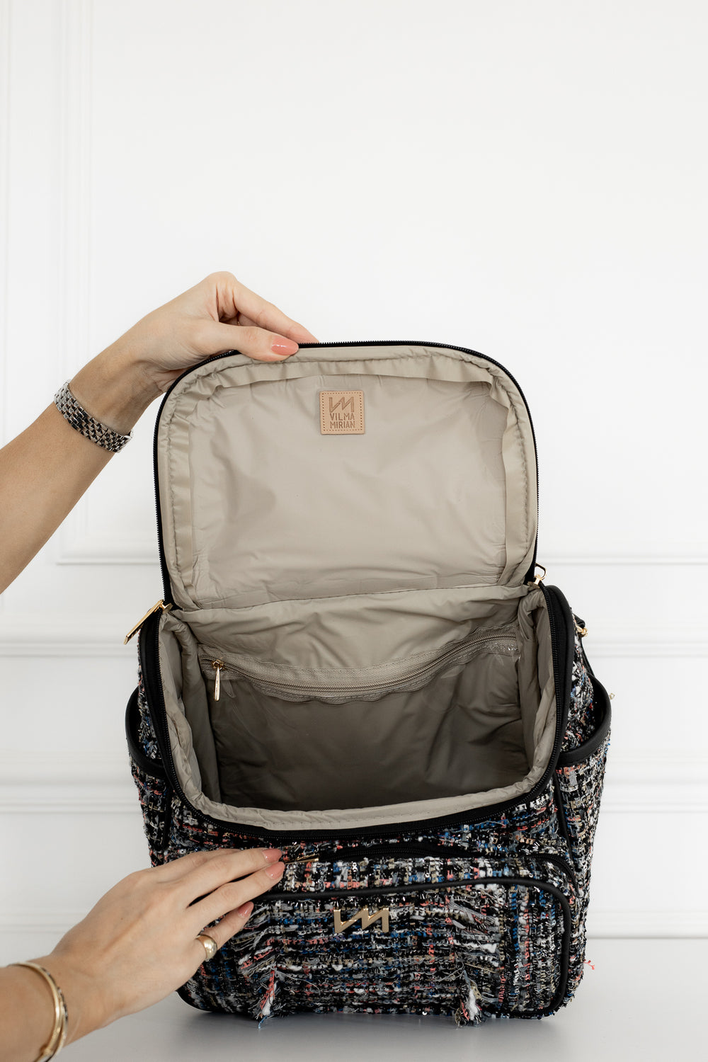 Mochila maternidade  2 em 1 Tweed preto