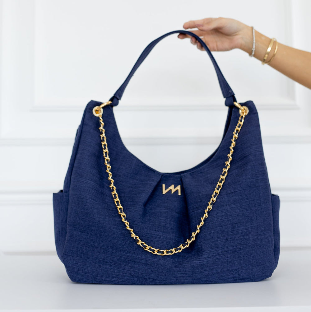 Bolso Maternal Madeleine Lino Azul Marino