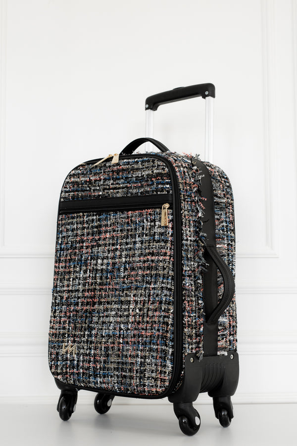 Kit Bolsas Maternidade Tweed Preto - Mala de rodinhas, Frasqueira Termica, Bolsa Cloé, Trocador Portátil e Necessaire PP.