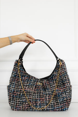 Kit Bolsas Maternidade Tweed Preto - Mala de rodinhas, Madeleine, Mochila 2 em 1, Kit Porta documentos e necessaire PP.