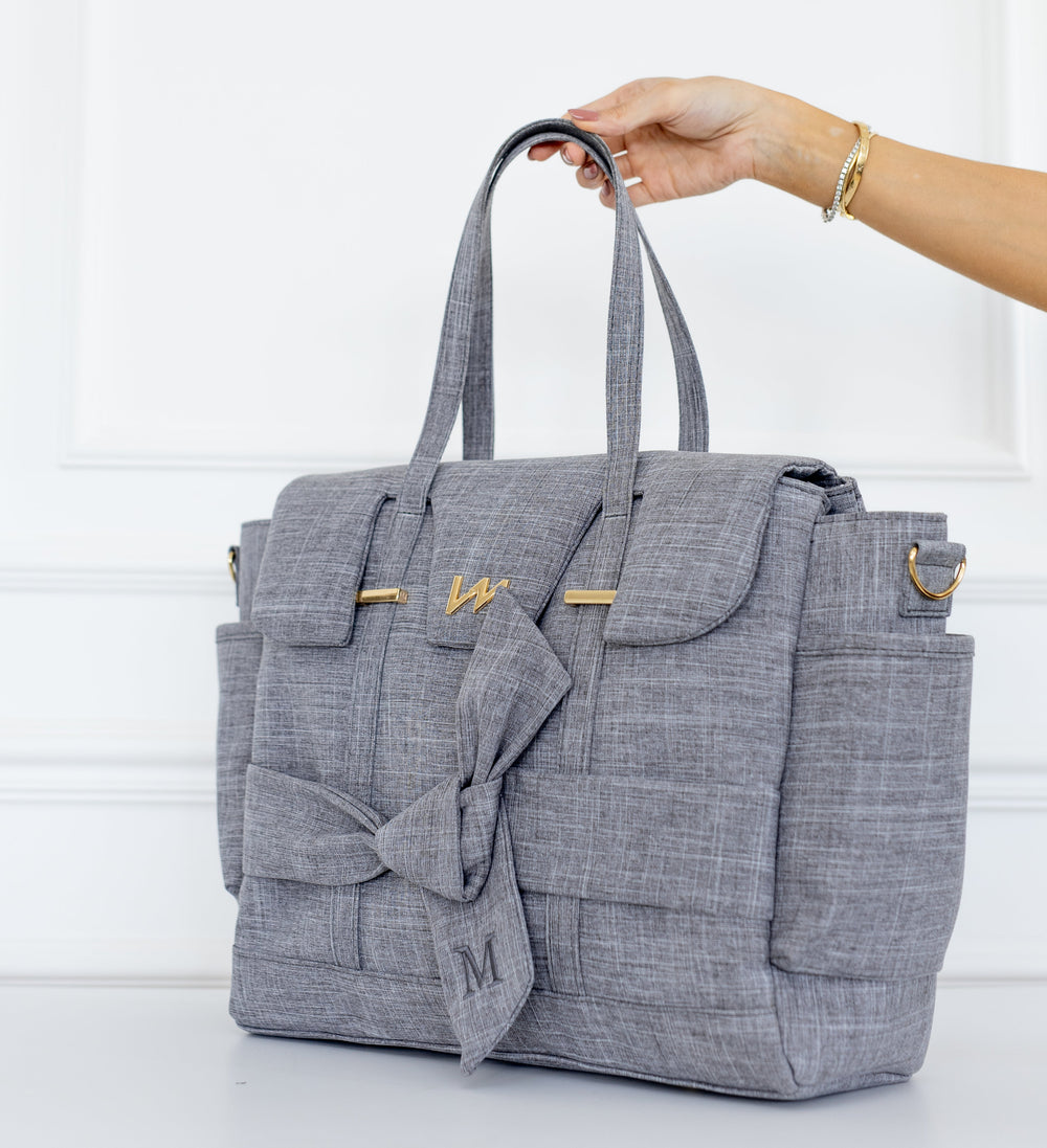 Bolso Maternal Cleo Lazos Gris