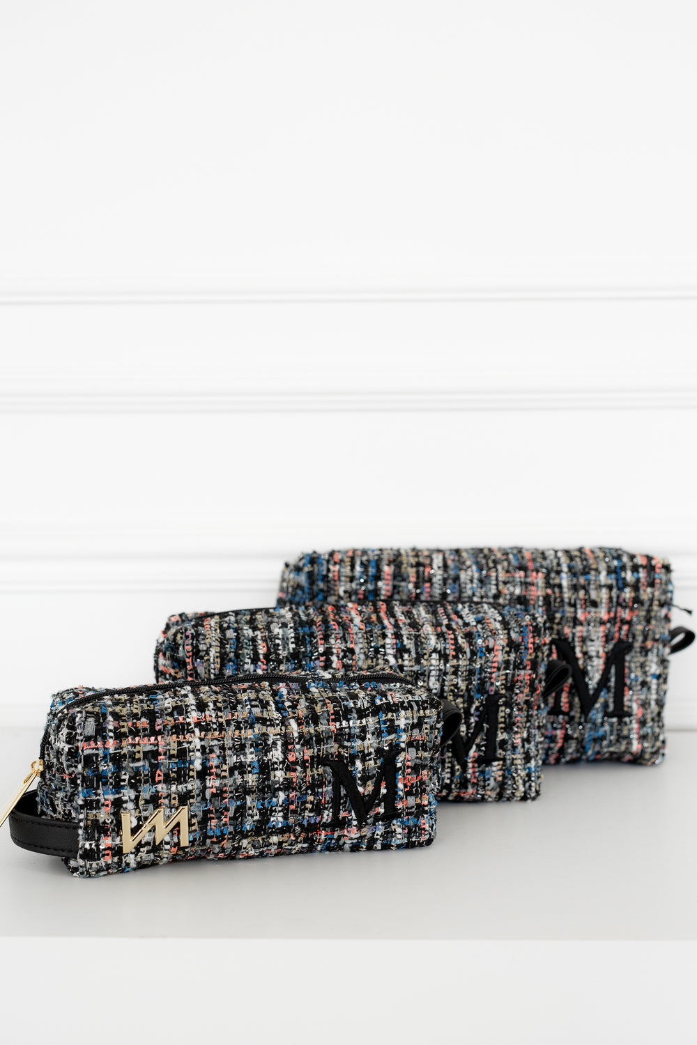 Kit Necessaire Tweed preto