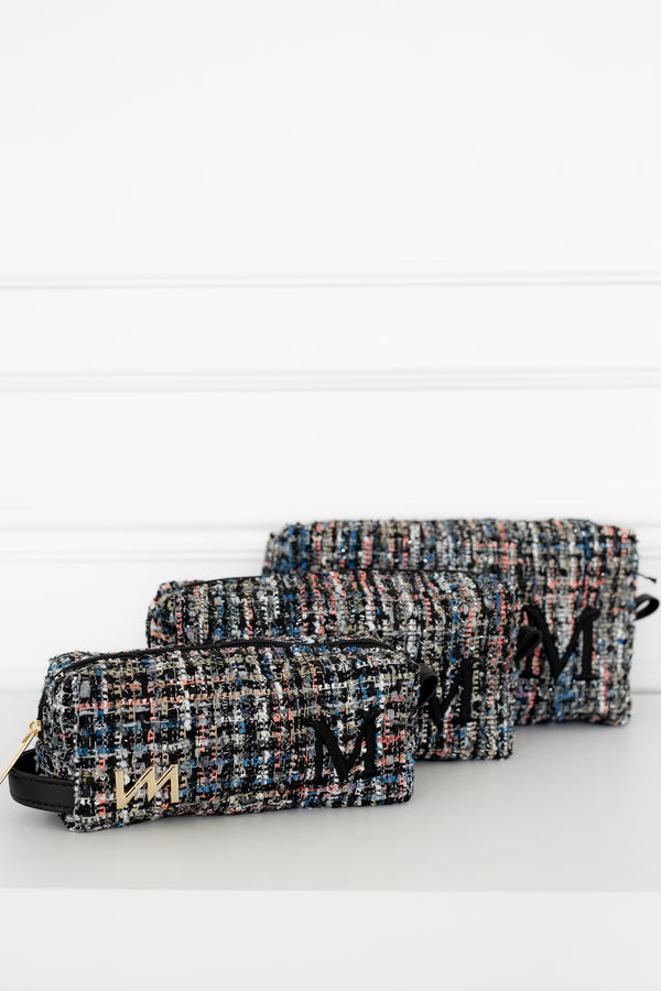 Kit Necessaire Tweed preto