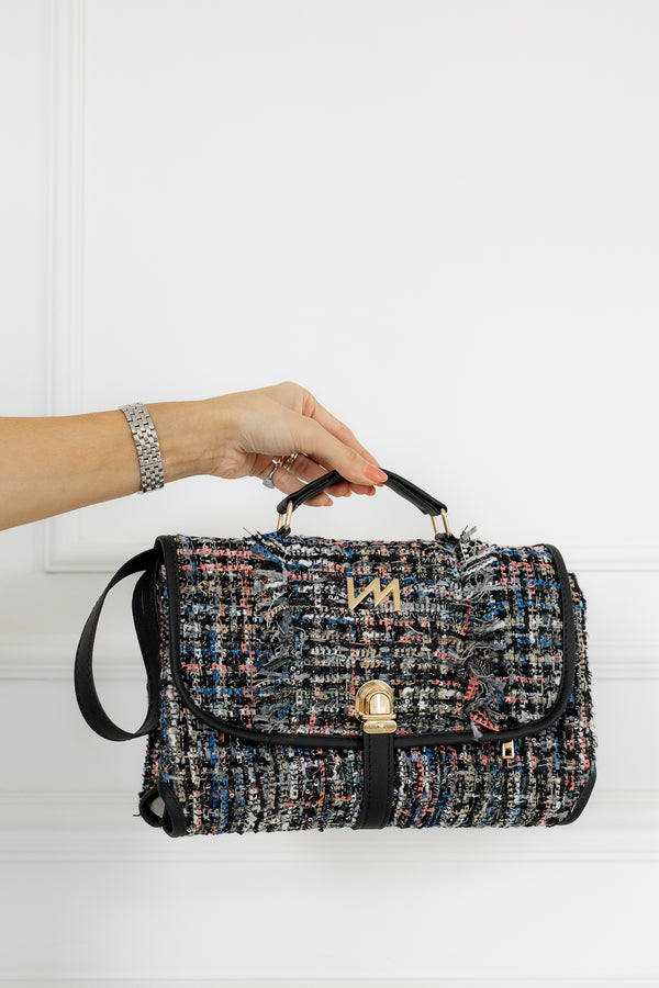 Kit Bolsas Maternidade Tweed Preto - Mala de rodinhas, Frasqueira Termica, Bolsa Cloé, Trocador Portátil e Necessaire PP.