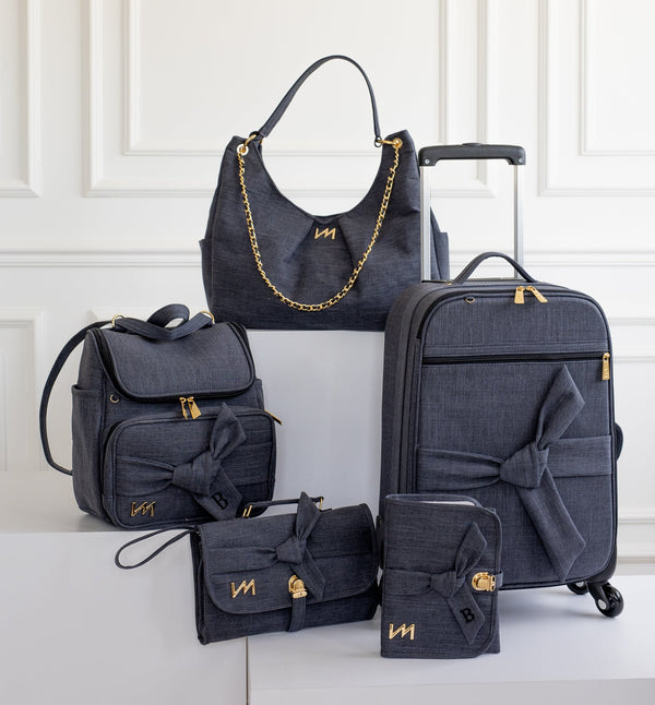 Kit Bolsas Maternidade Nós Preto - Mala de rodinhas, Bolsa Madeleine, Mochila 2 em 1 , Porta Documentos e Trocador Portátil.&nbsp;