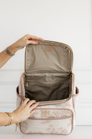 Kit Bolsas Maternidade Le Petit Rosé - Mala de rodinhas, Bolsa Madeleine, Mochila 2 em 1 e trocador portátil.