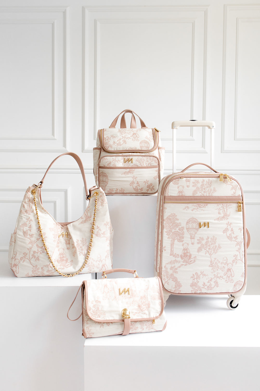 Kit Bolsas Maternidad Le Petit Beige - Maleta con ruedas, Bolso Madison y Bolso Madison Mini