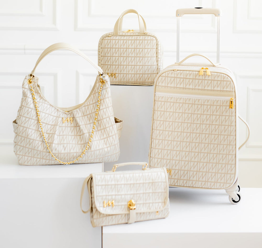 Kit Bolsas Maternidad Le Petit Beige - Maleta con ruedas, Bolso Madison y Bolso Madison Mini