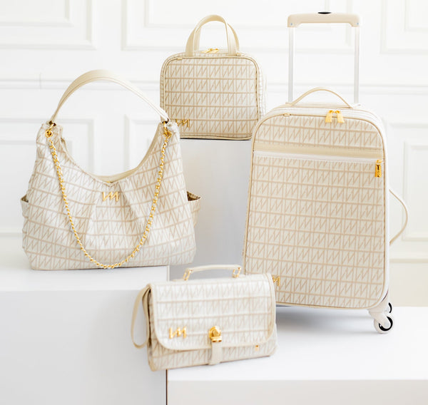 Kit Bolsas Maternidad Le Petit Beige - Maleta con ruedas, Bolso Madison y Bolso Madison Mini