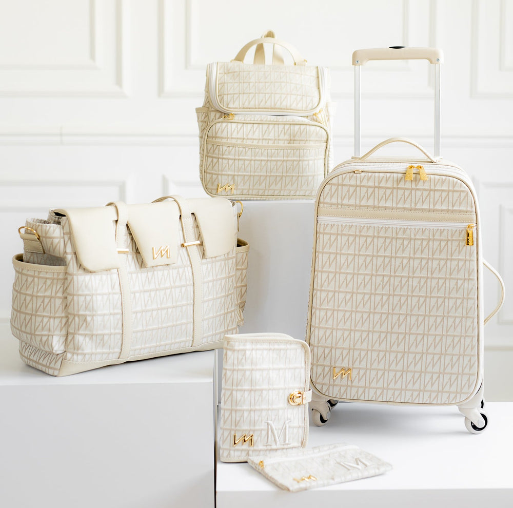 Kit Bolsas Maternidad Le Petit Beige - Maleta con ruedas, Bolso Madison y Bolso Madison Mini