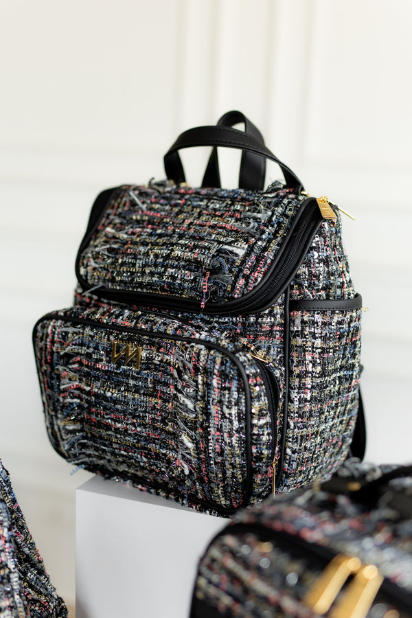 Mochila maternidade  2 em 1 Tweed preto