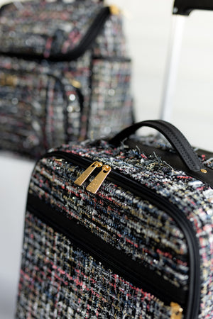 Mala maternidade de Rodinhas Tweed preto