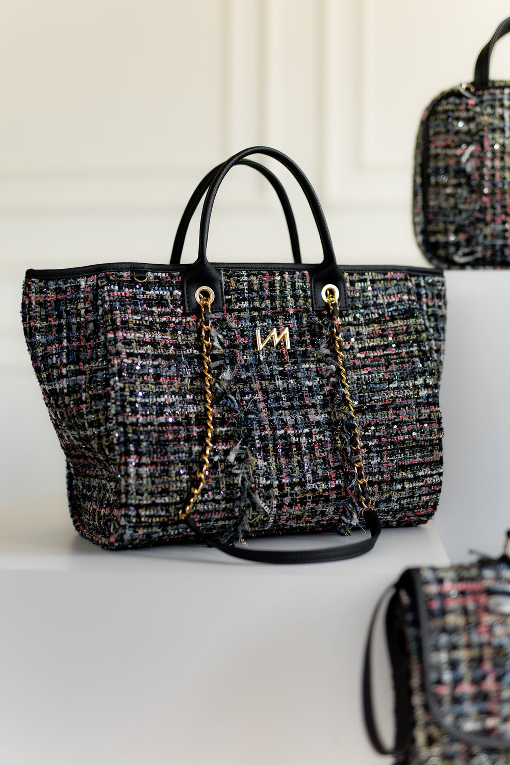 Bolsa Maternidade Cloé Tweed Preto