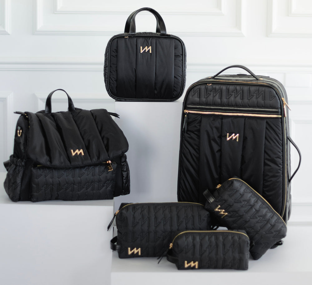 Kit de Bolsas de Maternidad Urban negro - Maleta con ruedas, mochila Mummy, nevera térmica y kit de neceseres.