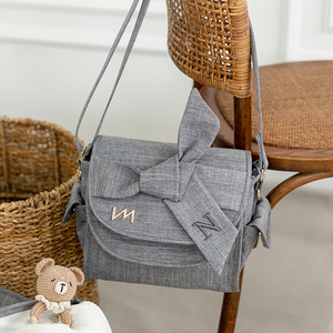 Bolso maternal Louise Mini Nós Lino Gris