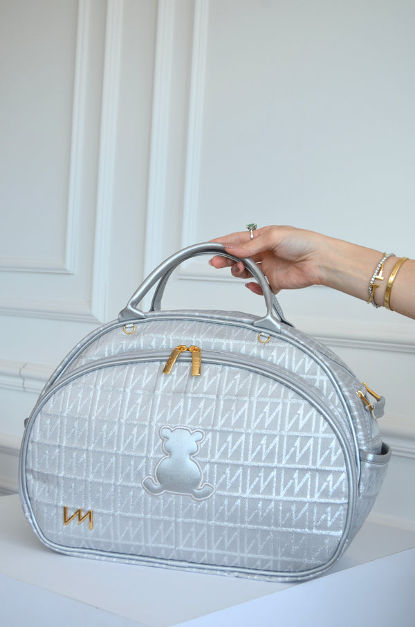 Bolso Mediano Origen Plata bordado oso OUTLET