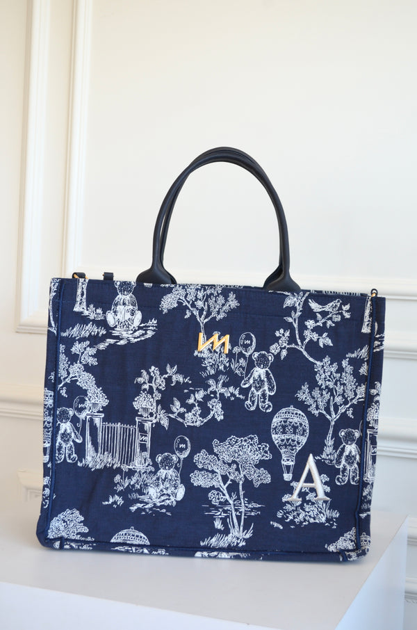 Bolso Liz LE PETIT Azul Bordado inicial A OUTLET