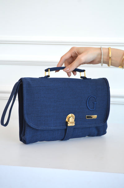Cambiador portátil de lino marino con inicial G OUTLET