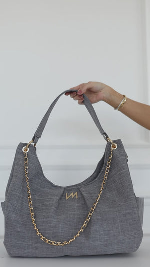 Bolso Maternal Madeleine Lino Gris