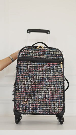 Mala maternidade de Rodinhas Tweed preto