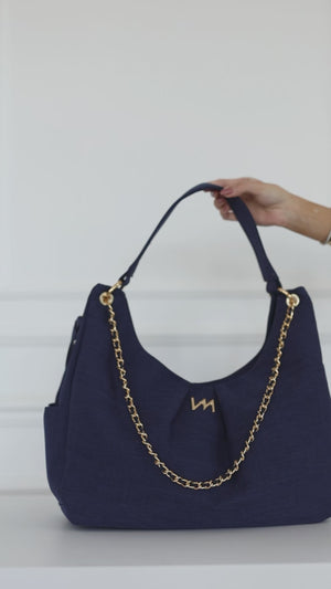 Bolsa Maternidade Madeleine Linho Marinho